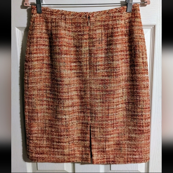 Colorful Tweed Pencil Skirt 4P Red Pink Orange Modern Classic Knee Length Retro - Picture 4 of 6